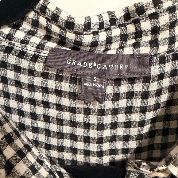 Black White Gingham checkered women’s button down S Grade & Gather 100% cotton - Picture 3 of 9